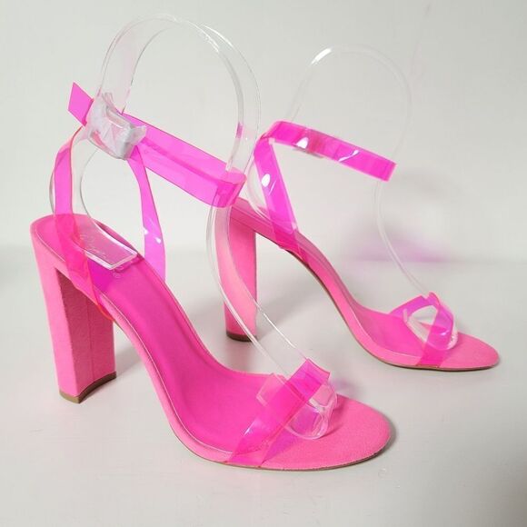 Qupid neon fuschia transparent ankle-strap sandal - Picture 5 of 13